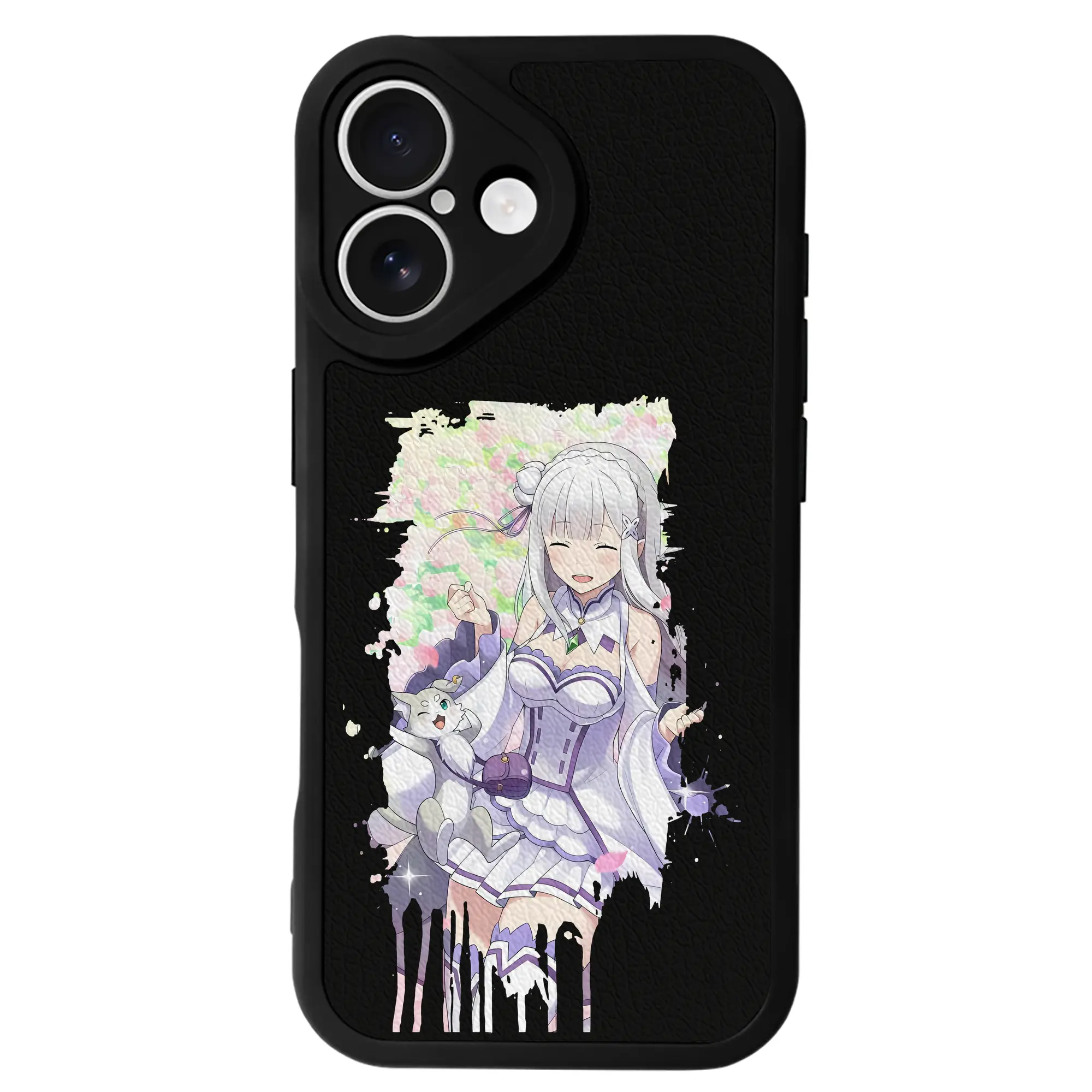 リゼロ グッズ エミリア - IPhone 16シリーズ対応 ・ シリコンスマホケース ・ レザー調 ・ 高精度フィット ・ 耐衝撃 ・ ワイヤレス充電対応 ・ 精密カット